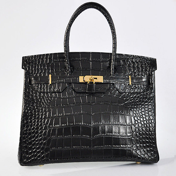 H35BCSG Hermes Birkin 35CM coccodrillo nero strisce in pelle (d'oro)